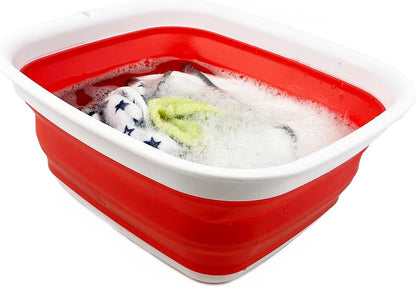 7.7L (2 Gallon) Collapsible Tub - Foldable Dish Tub - Portable Washing Basin - Space Saving Plastic Washtub (Grey, S)