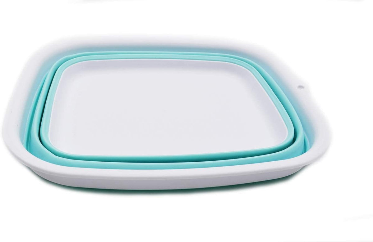 7.7L (2 Gallon) Collapsible Tub - Foldable Dish Tub - Portable Washing Basin - Space Saving Plastic Washtub (Grey, S)