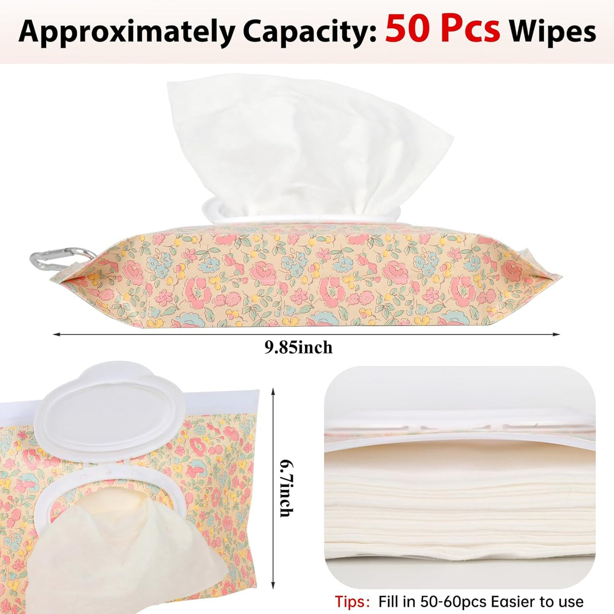 2Packs Baby Wipes Dispenser Portable Baby Wipe Holder Refillable Wet Wipes Container Reusable Travel Wipes Case, Keeps Wipes Fresh(Blue)