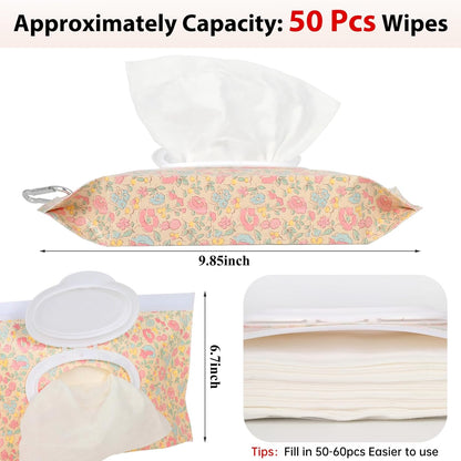 2Packs Baby Wipes Dispenser Portable Baby Wipe Holder Refillable Wet Wipes Container Reusable Travel Wipes Case, Keeps Wipes Fresh(Blue)