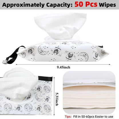 2Packs Baby Wipes Dispenser Portable Baby Wipe Holder Refillable Wet Wipes Container Reusable Travel Wipes Case, Keeps Wipes Fresh(Blue)