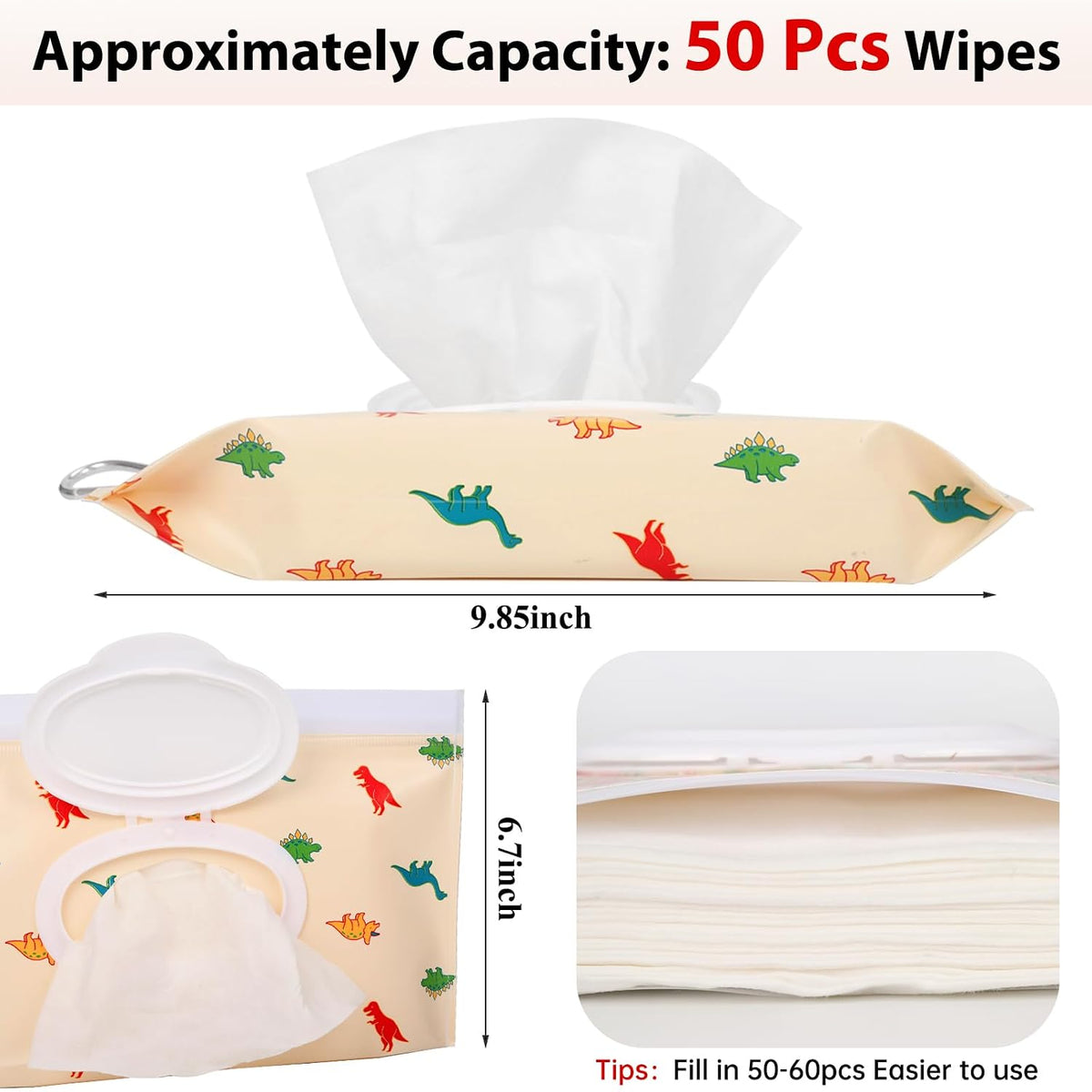2Packs Baby Wipes Dispenser Portable Baby Wipe Holder Refillable Wet Wipes Container Reusable Travel Wipes Case, Keeps Wipes Fresh(Blue)