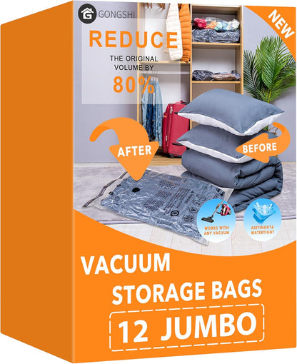 Vacuum Storage Bags for Clothing, 12-Pack, Jumbo