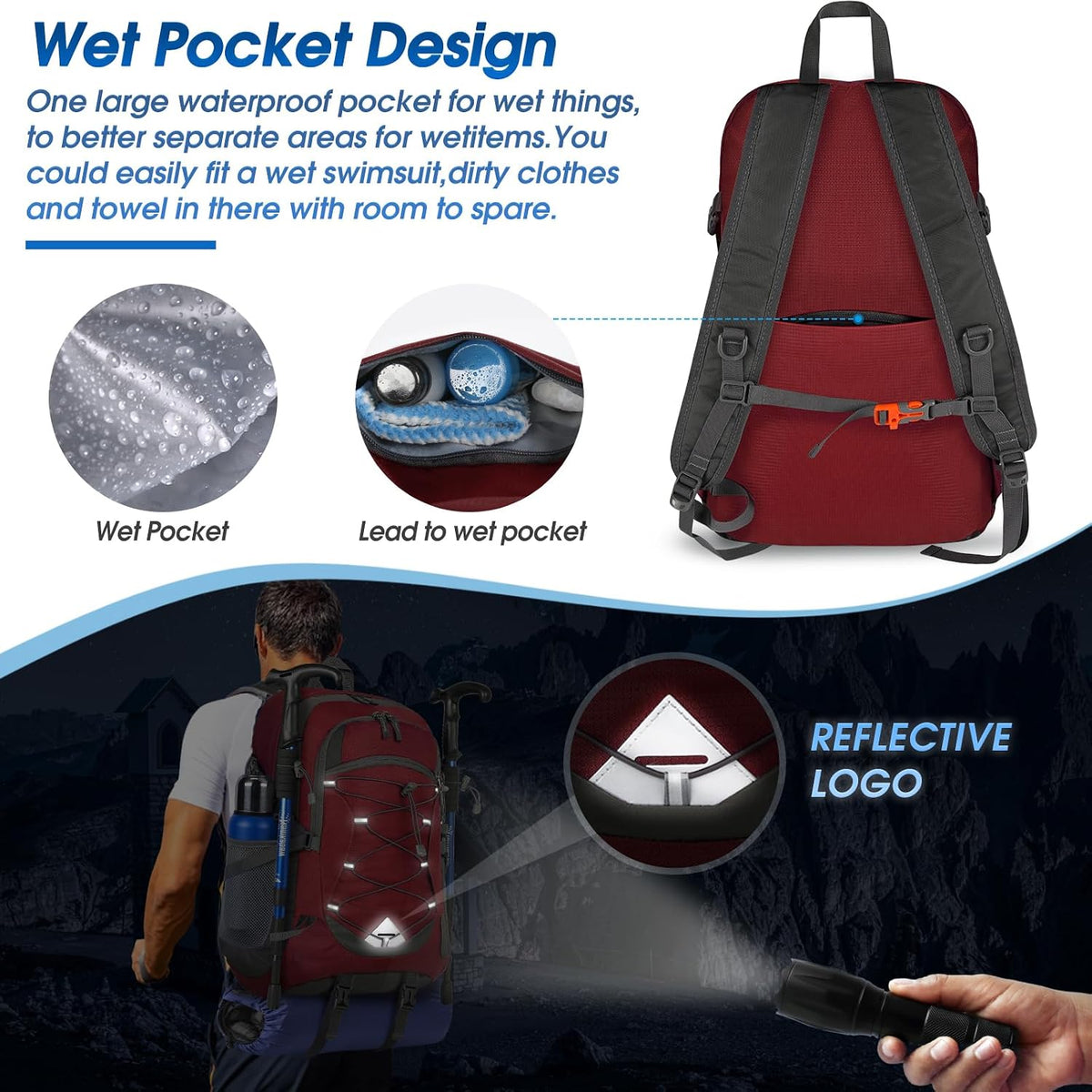 Hiking Backpack 40L Packable Lightweight Camping Daypack Men Women