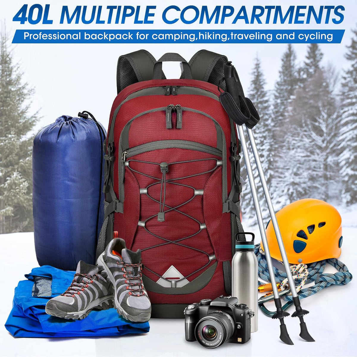 Hiking Backpack 40L Packable Lightweight Camping Daypack Men Women