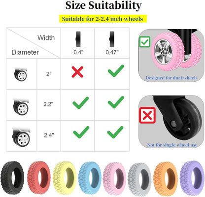 8PCS Luggage Wheel Protector, Premium Silicone Protectors