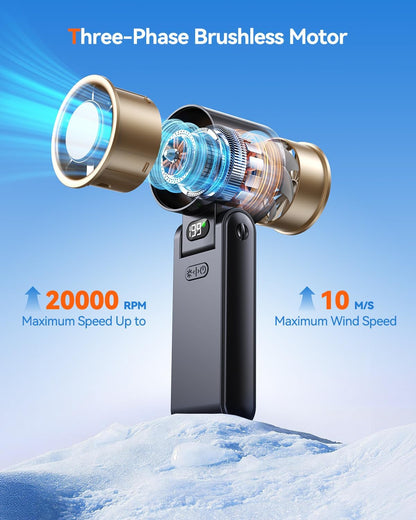 Portable Handheld Fan with Ice Cooler, 199 Speed Personal Fan,5500mAh Rechargeable,20H Cooling Time,20000 RPM Powerful Motor, Summer Essential for Travel/Outdoor/Office, Grey Purple