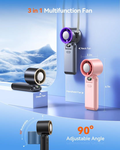 Portable Handheld Fan with Ice Cooler, 199 Speed Personal Fan,5500mAh Rechargeable,20H Cooling Time,20000 RPM Powerful Motor, Summer Essential for Travel/Outdoor/Office, Grey Purple