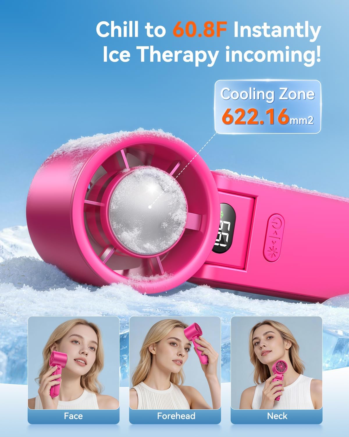 Portable Handheld Fan with Ice Cooler, 199 Speed Personal Fan,5500mAh Rechargeable,20H Cooling Time,20000 RPM Powerful Motor, Summer Essential for Travel/Outdoor/Office, Grey Purple