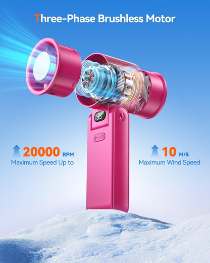Portable Handheld Fan with Ice Cooler, 199 Speed Personal Fan,5500mAh Rechargeable,20H Cooling Time,20000 RPM Powerful Motor, Summer Essential for Travel/Outdoor/Office, Grey Purple