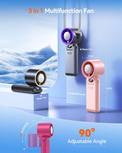 Portable Handheld Fan with Ice Cooler, 199 Speed Personal Fan,5500mAh Rechargeable,20H Cooling Time,20000 RPM Powerful Motor, Summer Essential for Travel/Outdoor/Office, Grey Purple