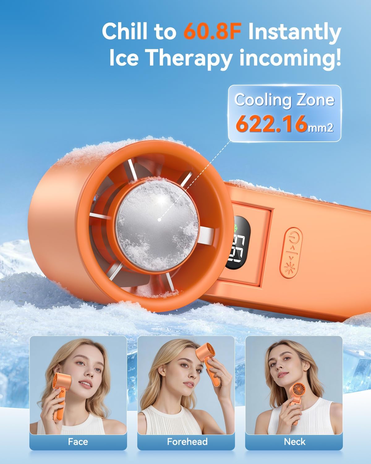 Portable Handheld Fan with Ice Cooler, 199 Speed Personal Fan,5500mAh Rechargeable,20H Cooling Time,20000 RPM Powerful Motor, Summer Essential for Travel/Outdoor/Office, Grey Purple