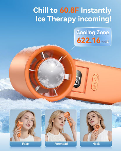 Portable Handheld Fan with Ice Cooler, 199 Speed Personal Fan,5500mAh Rechargeable,20H Cooling Time,20000 RPM Powerful Motor, Summer Essential for Travel/Outdoor/Office, Grey Purple