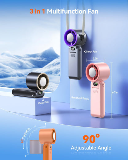 Portable Handheld Fan with Ice Cooler, 199 Speed Personal Fan,5500mAh Rechargeable,20H Cooling Time,20000 RPM Powerful Motor, Summer Essential for Travel/Outdoor/Office, Grey Purple