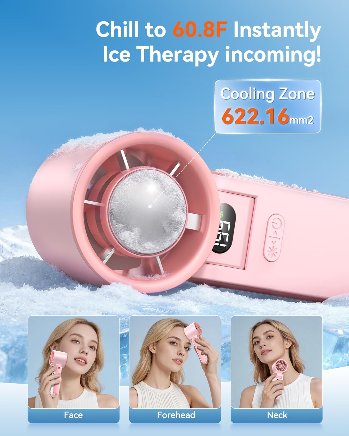 Portable Handheld Fan with Ice Cooler, 199 Speed Personal Fan,5500mAh Rechargeable,20H Cooling Time,20000 RPM Powerful Motor, Summer Essential for Travel/Outdoor/Office, Grey Purple