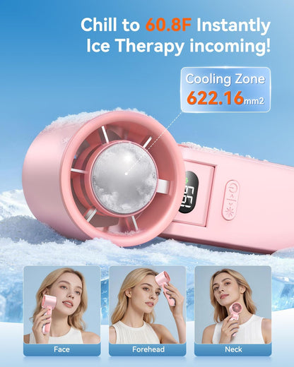 Portable Handheld Fan with Ice Cooler, 199 Speed Personal Fan,5500mAh Rechargeable,20H Cooling Time,20000 RPM Powerful Motor, Summer Essential for Travel/Outdoor/Office, Grey Purple