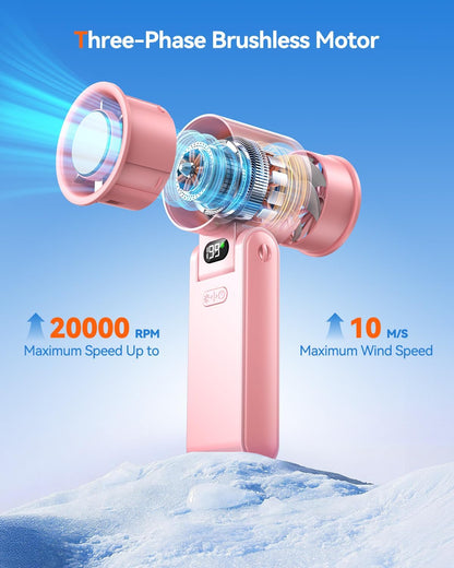 Portable Handheld Fan with Ice Cooler, 199 Speed Personal Fan,5500mAh Rechargeable,20H Cooling Time,20000 RPM Powerful Motor, Summer Essential for Travel/Outdoor/Office, Grey Purple
