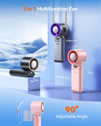 Portable Handheld Fan with Ice Cooler, 199 Speed Personal Fan,5500mAh Rechargeable,20H Cooling Time,20000 RPM Powerful Motor, Summer Essential for Travel/Outdoor/Office, Grey Purple