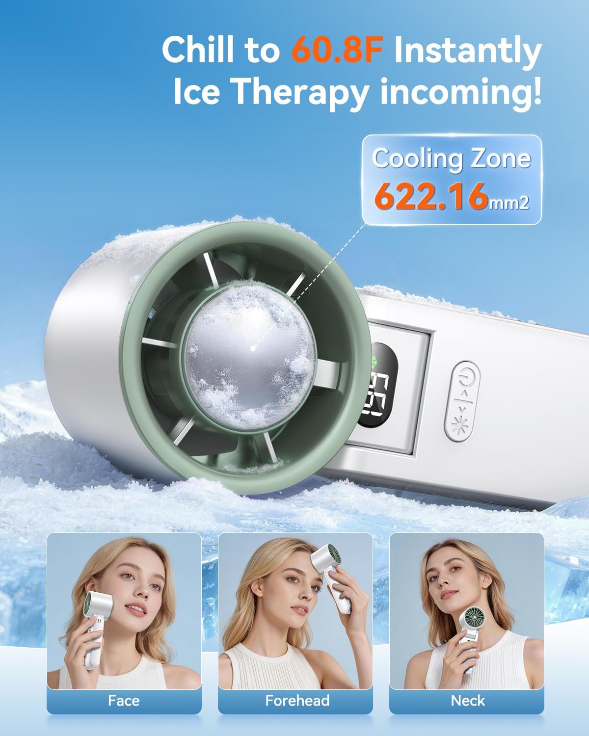 Portable Handheld Fan with Ice Cooler, 199 Speed Personal Fan,5500mAh Rechargeable,20H Cooling Time,20000 RPM Powerful Motor, Summer Essential for Travel/Outdoor/Office, Grey Purple