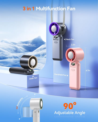 Portable Handheld Fan with Ice Cooler, 199 Speed Personal Fan,5500mAh Rechargeable,20H Cooling Time,20000 RPM Powerful Motor, Summer Essential for Travel/Outdoor/Office, Grey Purple