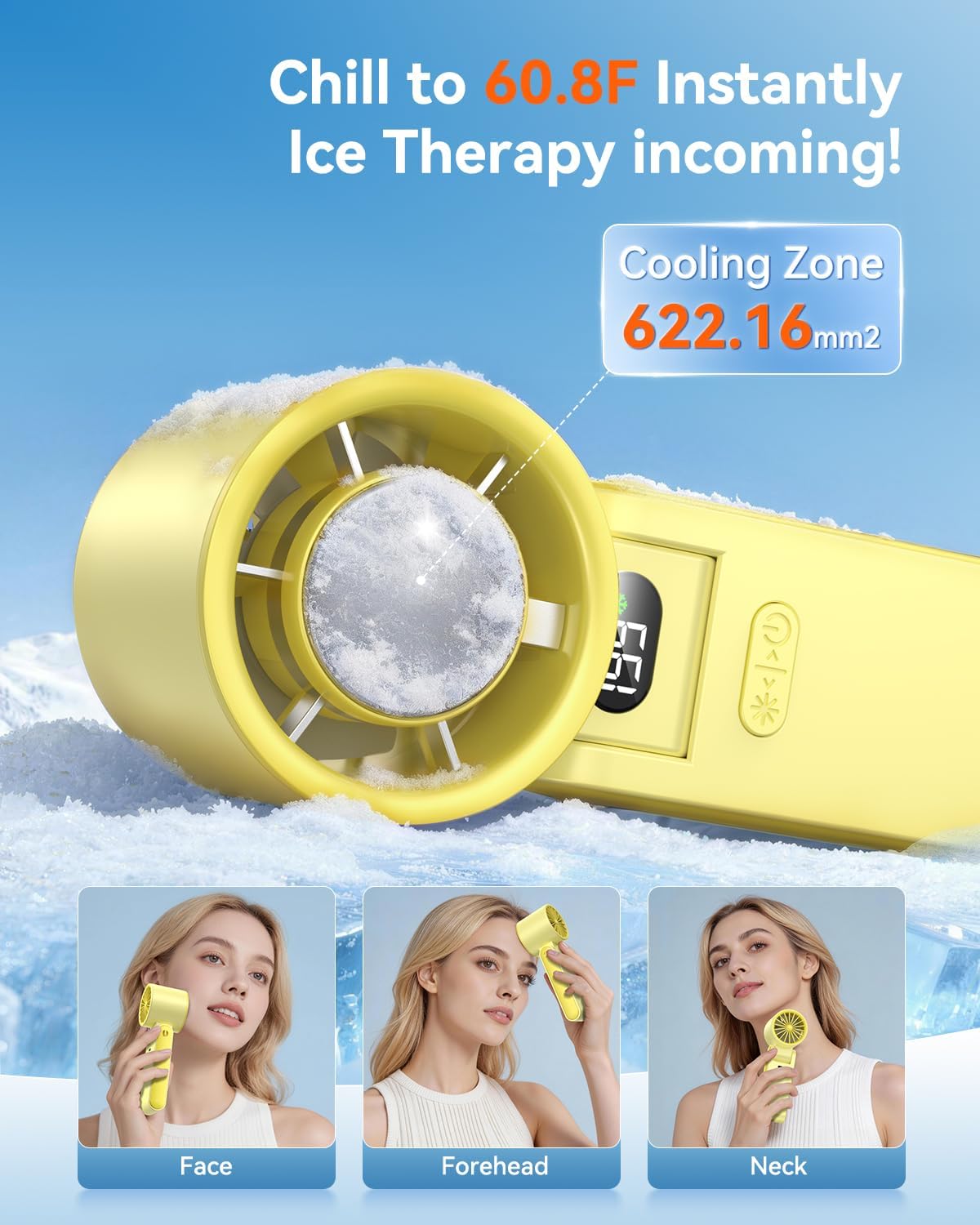 Portable Handheld Fan with Ice Cooler, 199 Speed Personal Fan,5500mAh Rechargeable,20H Cooling Time,20000 RPM Powerful Motor, Summer Essential for Travel/Outdoor/Office, Grey Purple