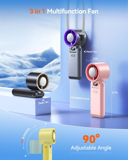 Portable Handheld Fan with Ice Cooler, 199 Speed Personal Fan,5500mAh Rechargeable,20H Cooling Time,20000 RPM Powerful Motor, Summer Essential for Travel/Outdoor/Office, Grey Purple