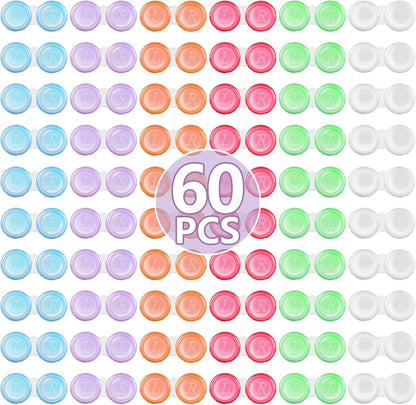 Contact Lens Cases Bulk, Transparent Cute Contact Lens Case for Home & Travel, 6 Color (60)