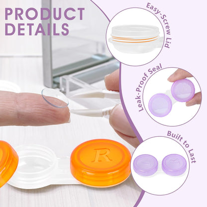 Contact Lens Cases Bulk, Transparent Cute Contact Lens Case for Home & Travel, 6 Color (60)
