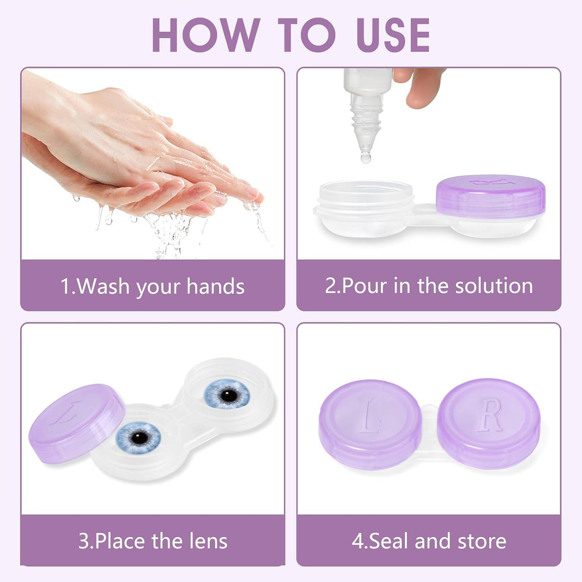 Contact Lens Cases Bulk, Transparent Cute Contact Lens Case for Home & Travel, 6 Color (60)