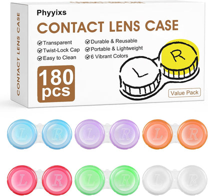 Contact Lens Cases Bulk, Transparent Cute Contact Lens Case for Home & Travel, 6 Color (60)