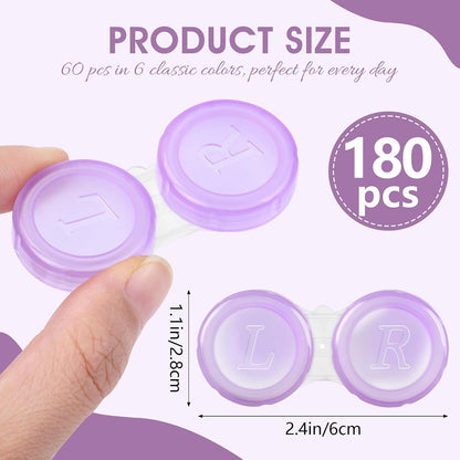 Contact Lens Cases Bulk, Transparent Cute Contact Lens Case for Home & Travel, 6 Color (60)