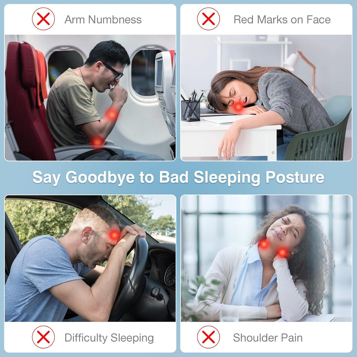 Inflatable Travel Pillow, Neck Pillow with Storage Bag, Gray