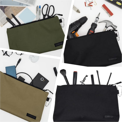 COREFLEX Premium Tool Pouch Zipper Bag, Small Tool Bag, Multipurpose Storage pouch, Heavy duty Flat Bottom Tool bag with YKK Zipper (Large 12inch)