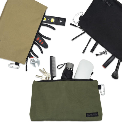 COREFLEX Premium Tool Pouch Zipper Bag, Small Tool Bag, Multipurpose Storage pouch, Heavy duty Flat Bottom Tool bag with YKK Zipper (Large 12inch)