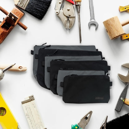 COREFLEX Premium Tool Pouch Zipper Bag, Small Tool Bag, Multipurpose Storage pouch, Heavy duty Flat Bottom Tool bag with YKK Zipper (Large 12inch)