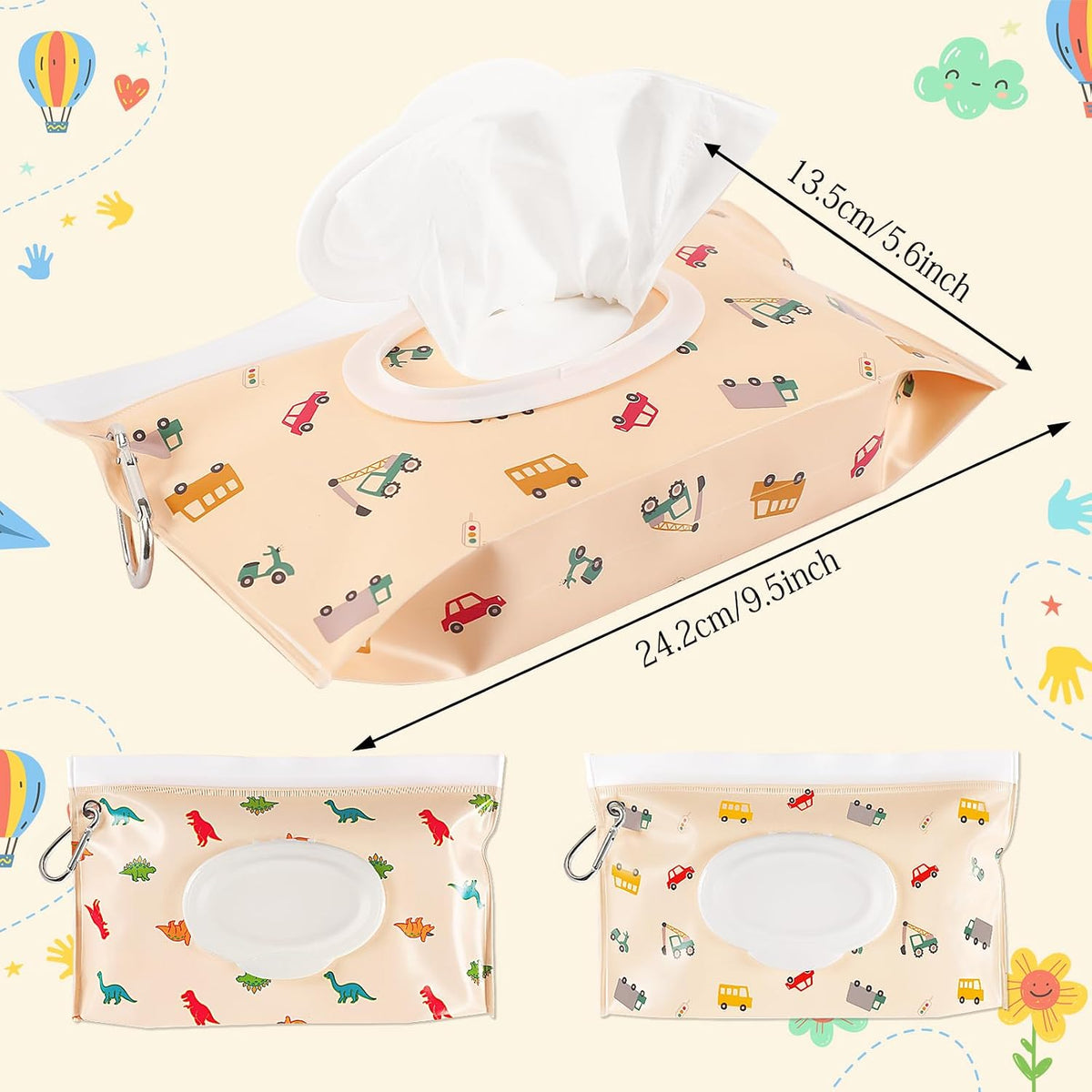 FEBSNOW 2 Pack Baby Wipe Dispenser, Portable Wet Wipes Holder Container