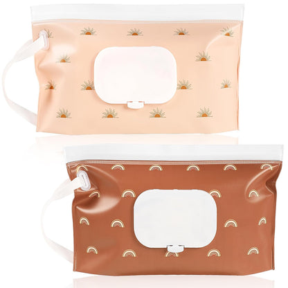 FEBSNOW 2 Pack Baby Wipe Dispenser, Portable Wet Wipes Holder Container
