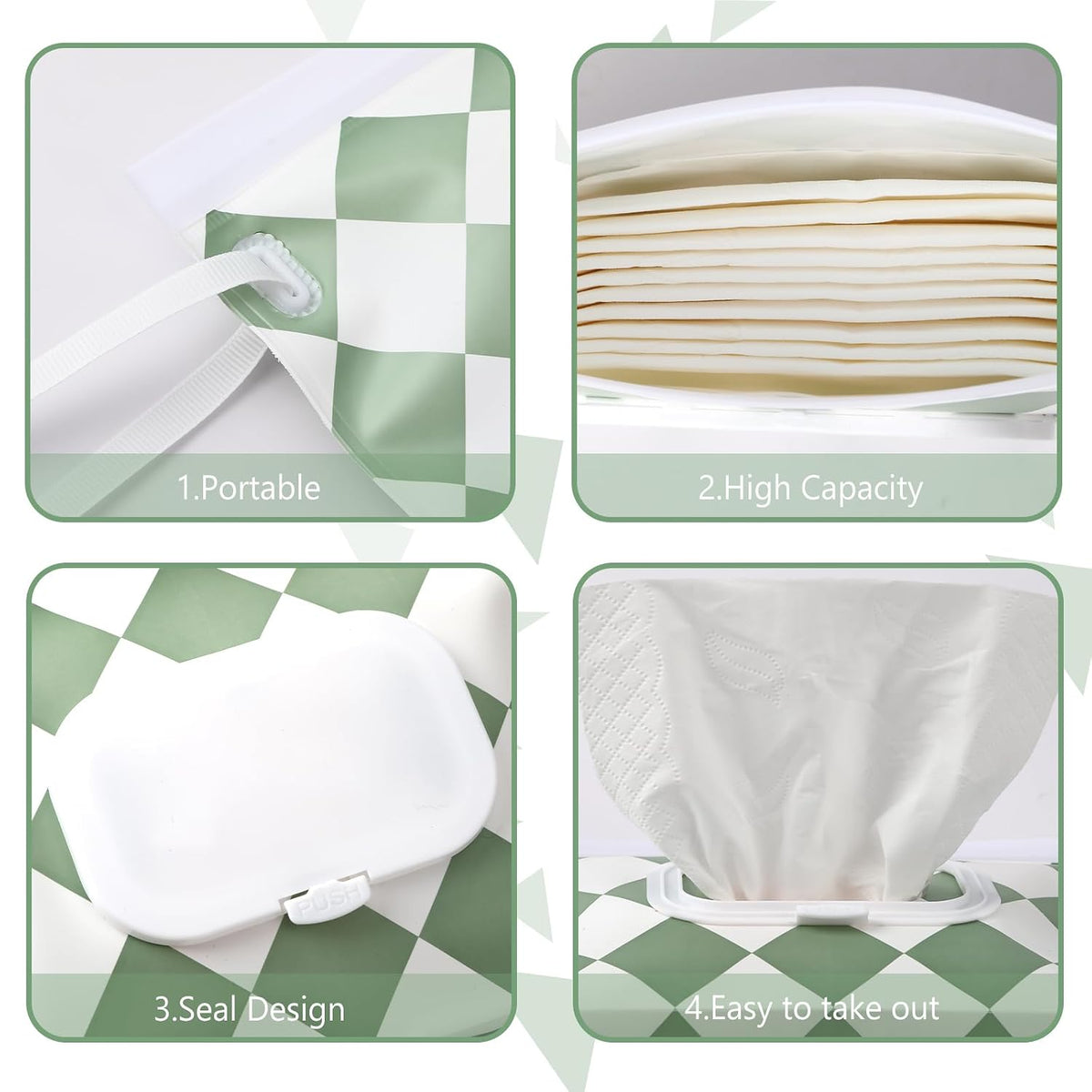 FEBSNOW 2 Pack Baby Wipe Dispenser, Portable Wet Wipes Holder Container