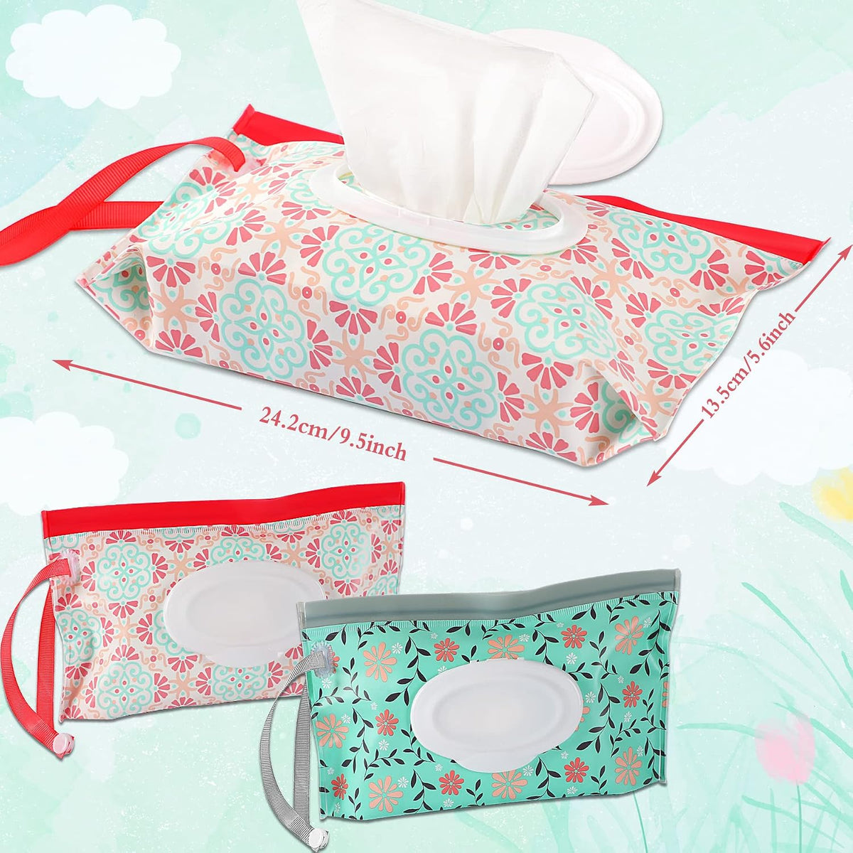 FEBSNOW 2 Pack Baby Wipe Dispenser, Portable Wet Wipes Holder Container