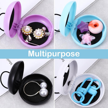 Ear Plug Case, 4pcs Portable Mini Earplugs Case, Earplug Keychain for Travel, Small Earplug Holder Storage Organizer (Black, White, Blue, Purple)