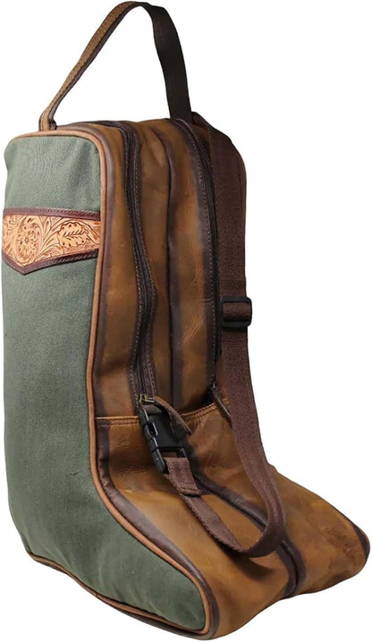 Western Waxed Canvas Leather Travel Carry Storage Boot Bag Waterproof 30SK02