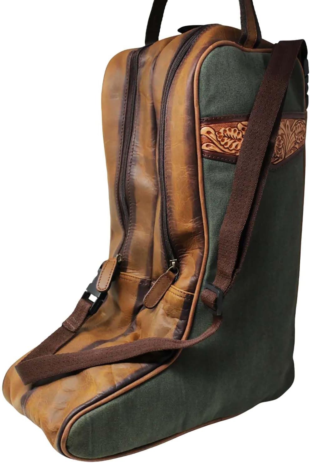 Western Waxed Canvas Leather Travel Carry Storage Boot Bag Waterproof 30SK02