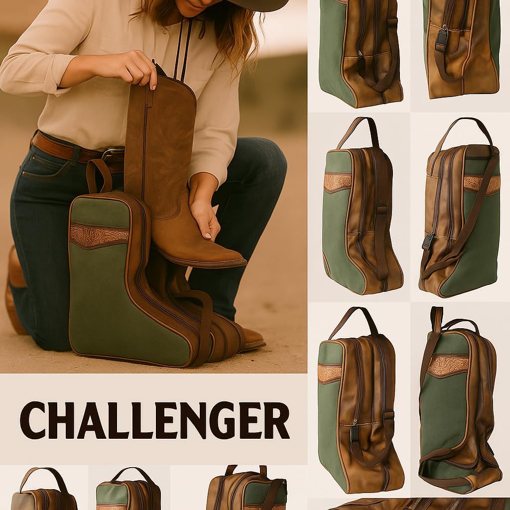Western Waxed Canvas Leather Travel Carry Storage Boot Bag Waterproof 30SK02