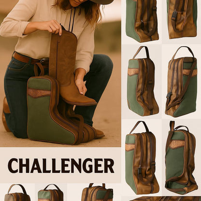 Western Waxed Canvas Leather Travel Carry Storage Boot Bag Waterproof 30SK02
