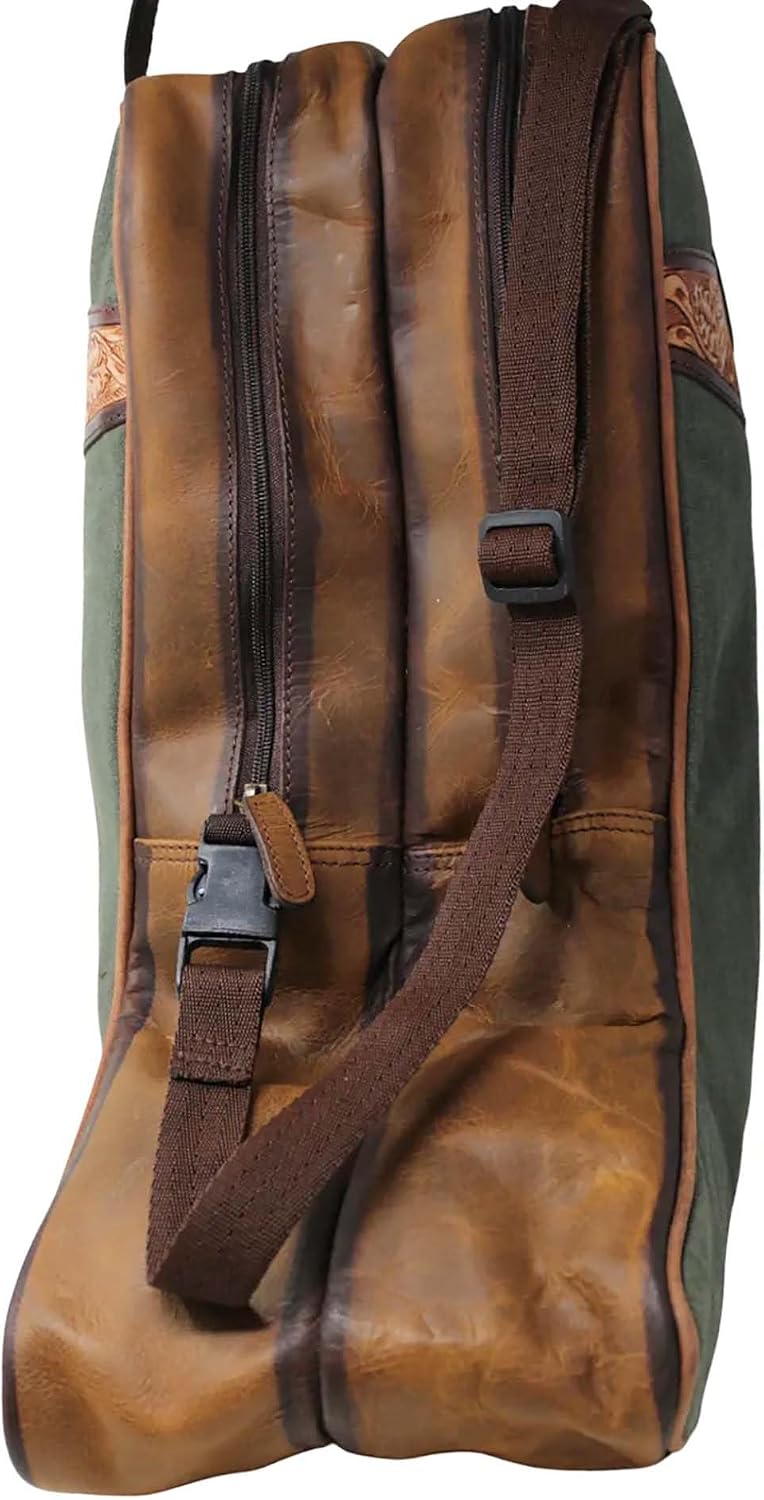 Western Waxed Canvas Leather Travel Carry Storage Boot Bag Waterproof 30SK02
