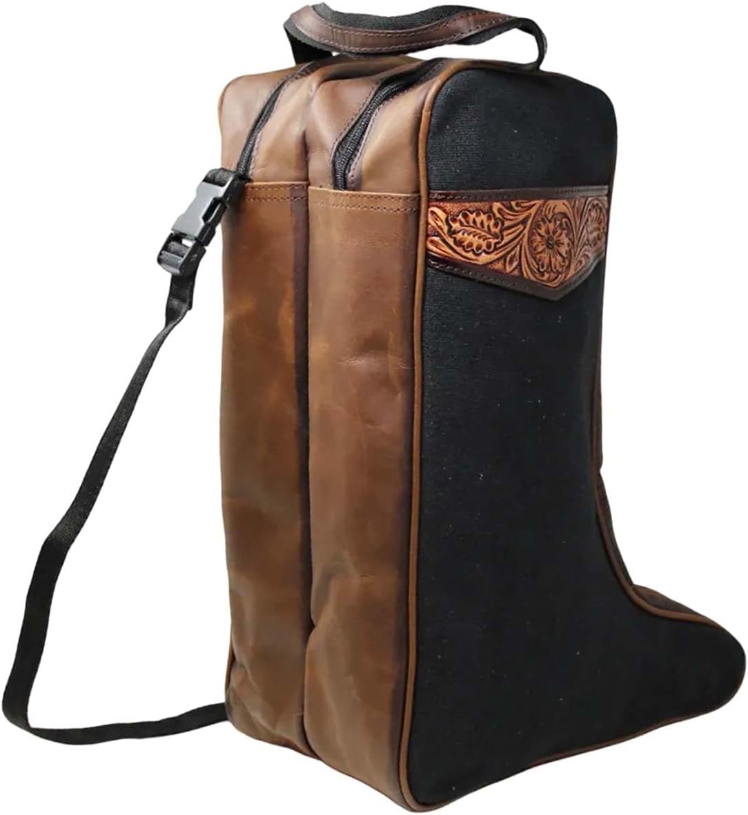 Western Waxed Canvas Leather Travel Carry Storage Boot Bag Waterproof 30SK02