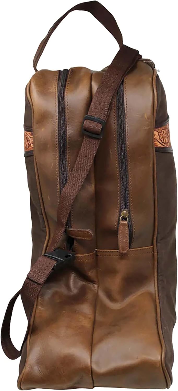 Western Waxed Canvas Leather Travel Carry Storage Boot Bag Waterproof 30SK02