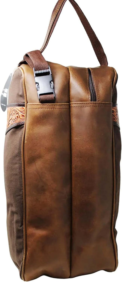 Western Waxed Canvas Leather Travel Carry Storage Boot Bag Waterproof 30SK02