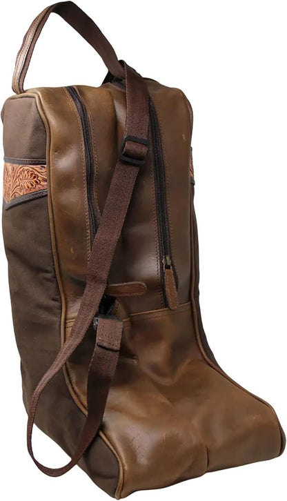 Western Waxed Canvas Leather Travel Carry Storage Boot Bag Waterproof 30SK02