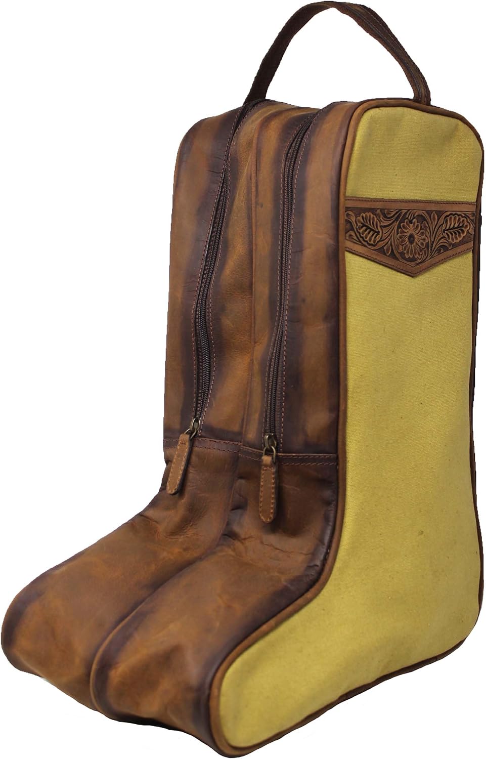 Western Waxed Canvas Leather Travel Carry Storage Boot Bag Waterproof 30SK02
